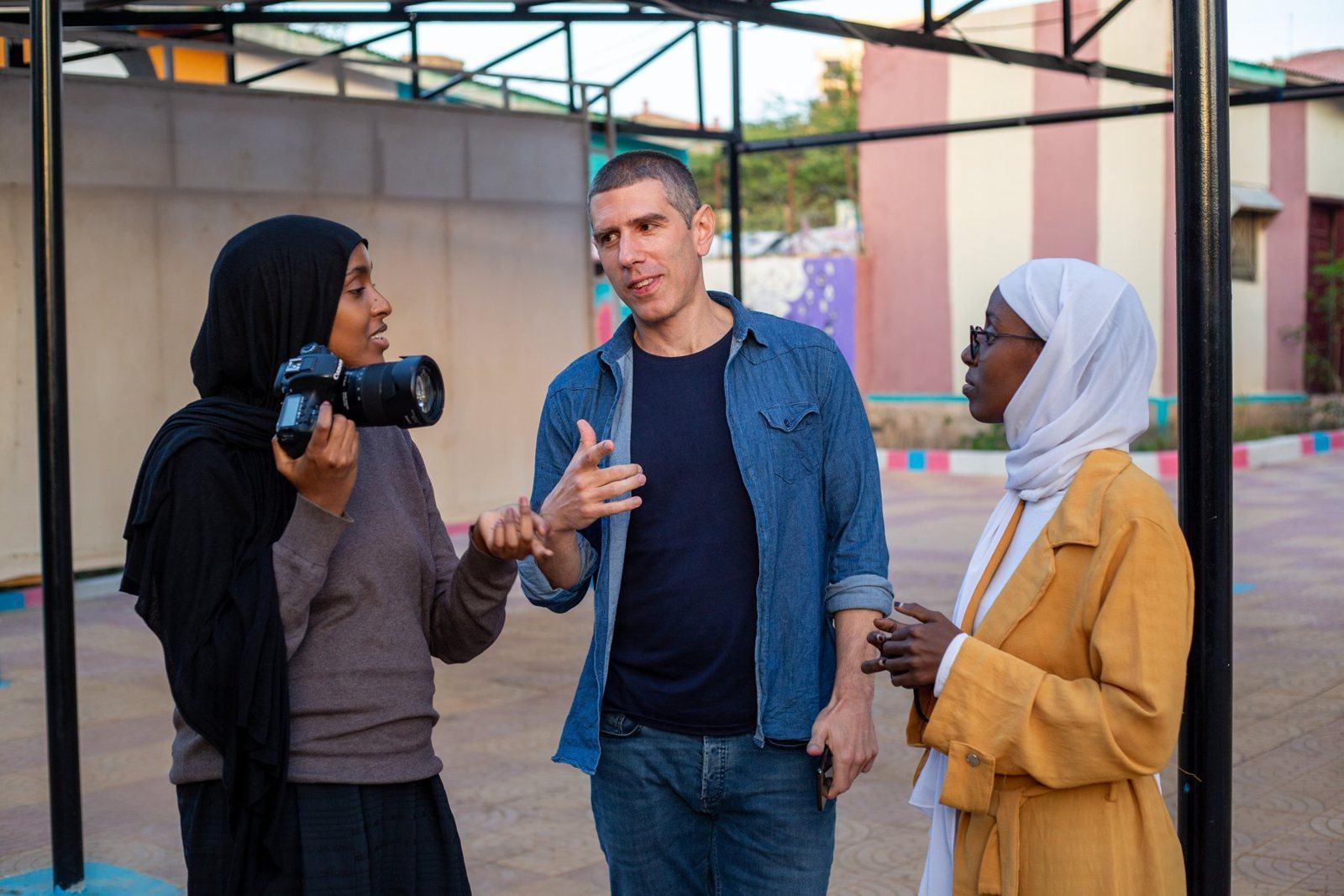 Photography training in the courtyard
