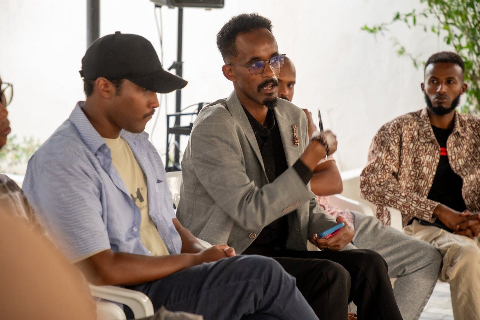 Artist talk in the courtyard