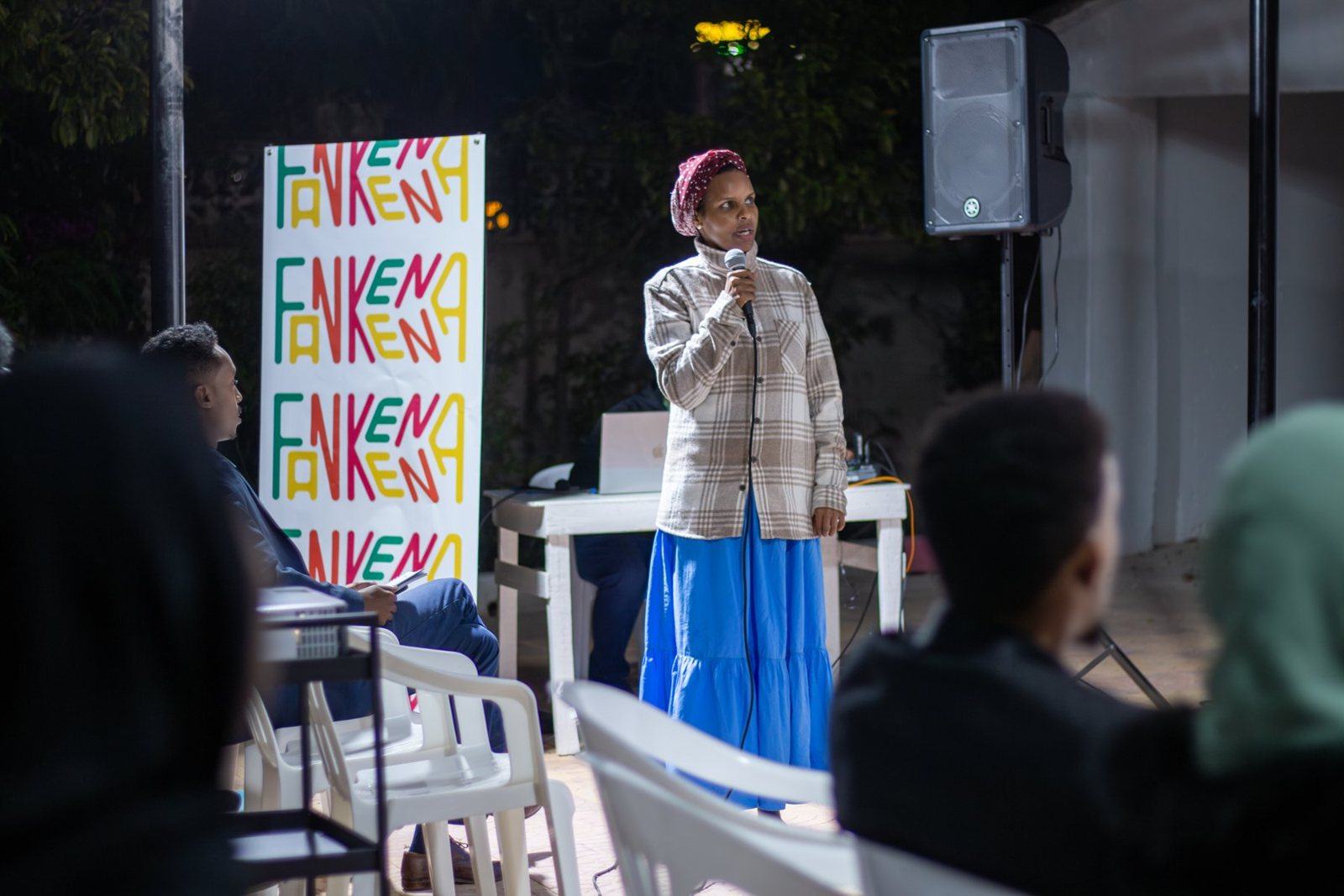 Fankeenna Film Fest on the courtyard stage at night