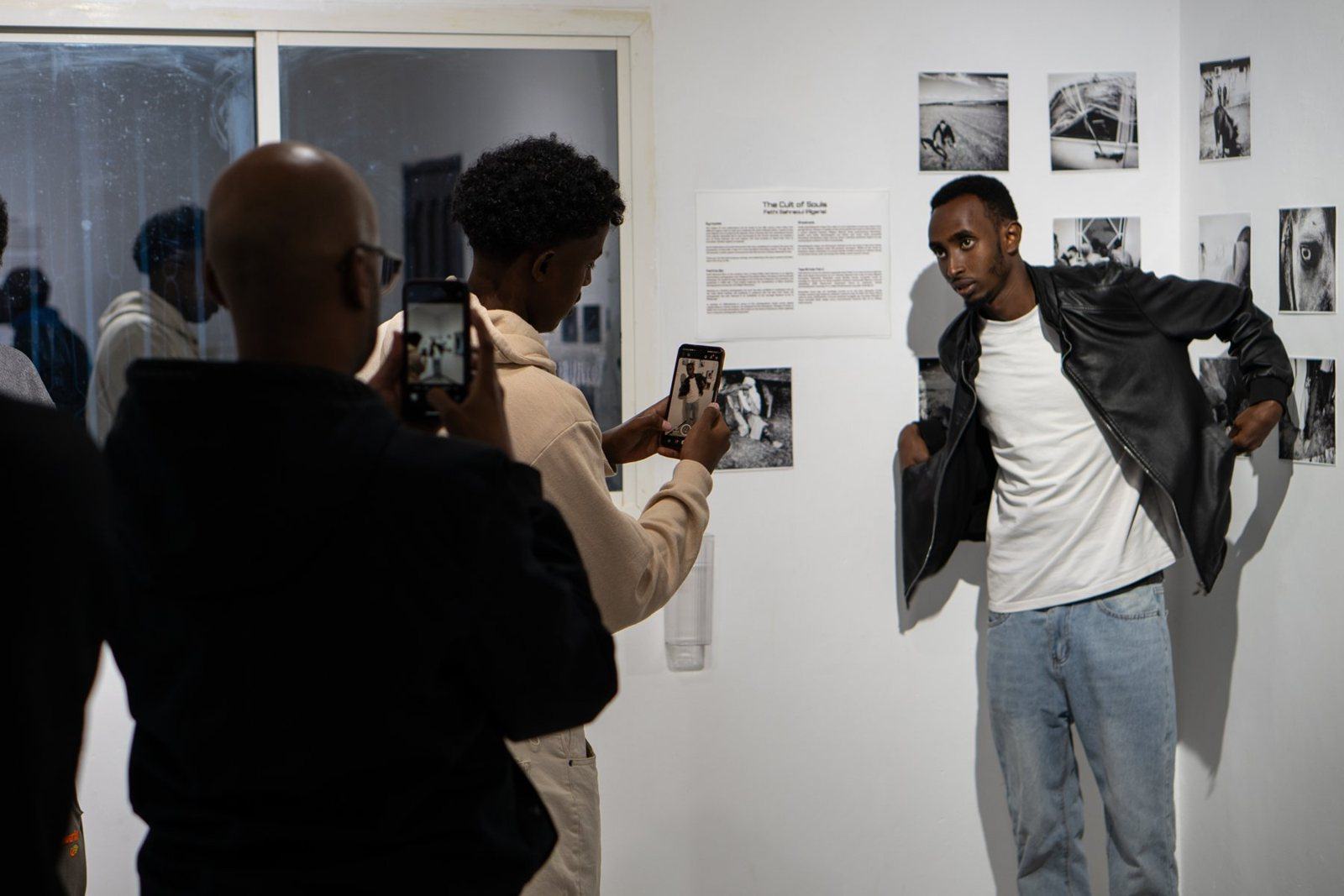 Painting at an exhibition opening