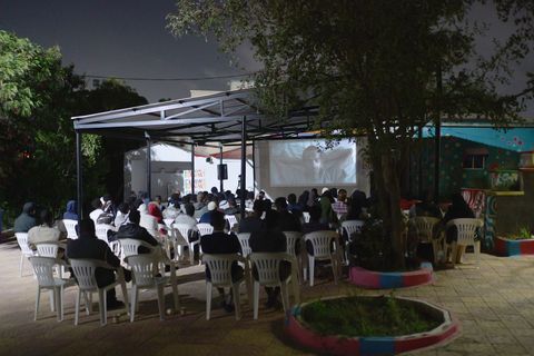 Open-air screening in the creative courtyard at the 1st Fankeenna Film Fest